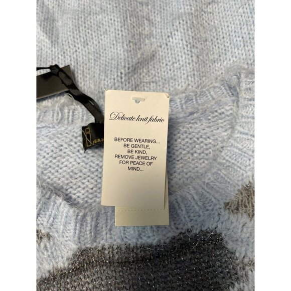 I Jean by Buffalo Eyelash Oversized Blue and Metallic Long Sleeve Sweater Size X - Picture 7 of 11